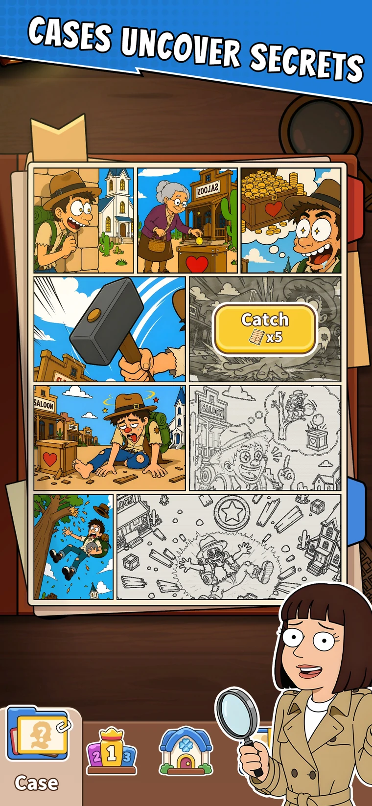 Uncover clues and comic-book stories in Triple Alibi